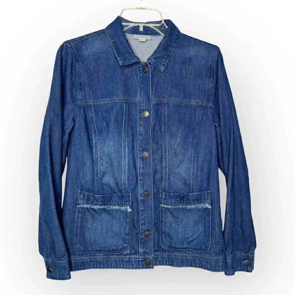 J Jill denim Button-Down long sleeve Jean Jacket Size Small front pockets